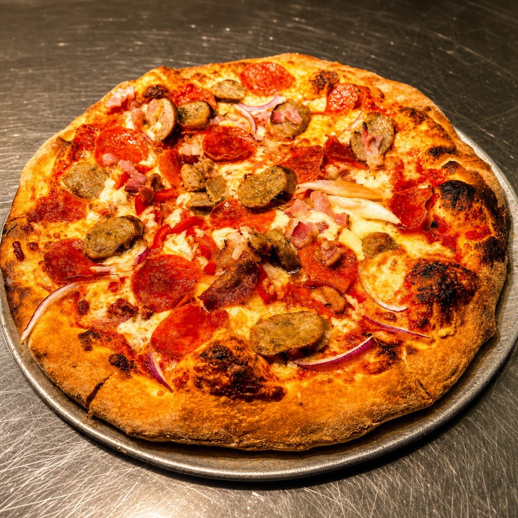 Tre Carne Pizza.