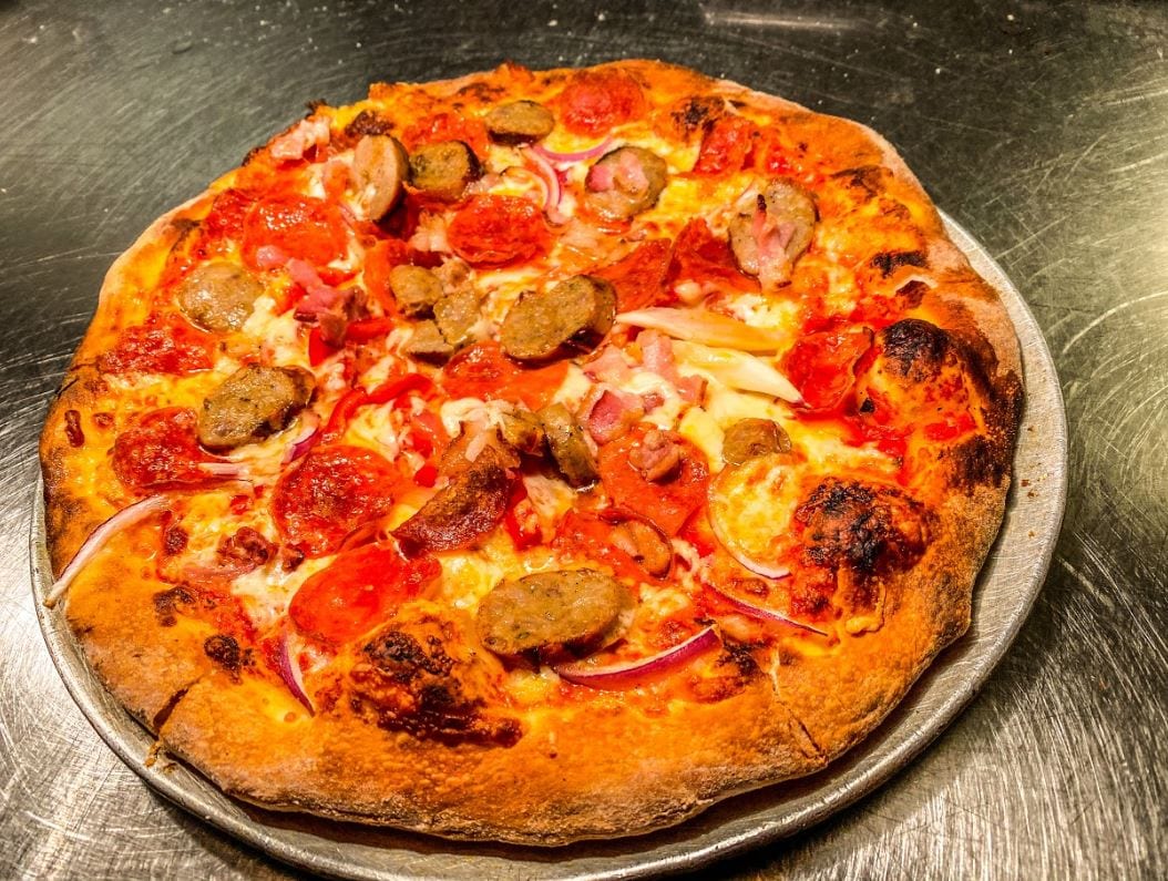 Tre Carne Pizza.